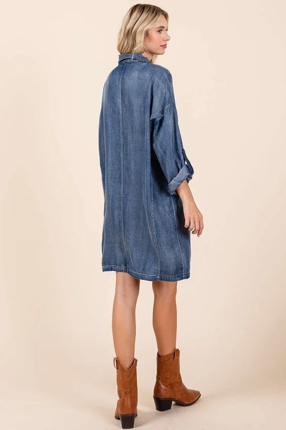 Delve In Denim Dress - Image 4